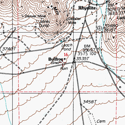Topographic Map of Bullfrog (historical), NV
