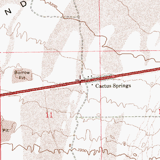 Topographic Map of Cactus Springs, NV