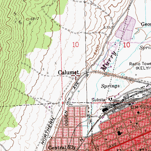 Topographic Map of Calumet, NV