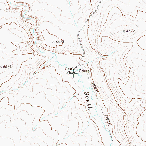 Topographic Map of Castle Place, NV