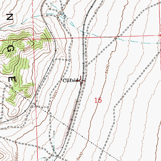 Topographic Map of Clifside, NV