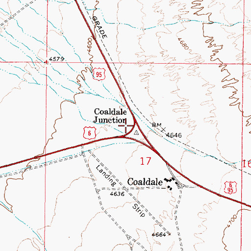 Topographic Map of Coaldale Junction, NV