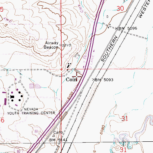 Topographic Map of Coin, NV