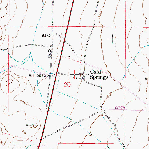 Topographic Map of Cold Springs, NV