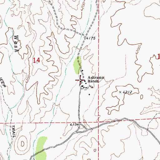 Topographic Map of Ashrama Ranch, AZ