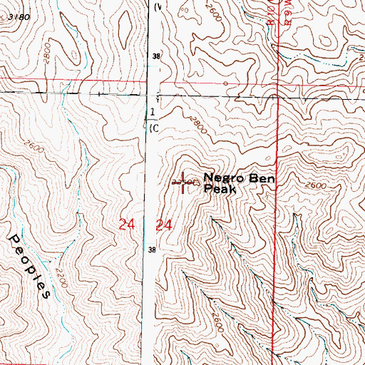 Topographic Map of Negro Ben Peak, AZ