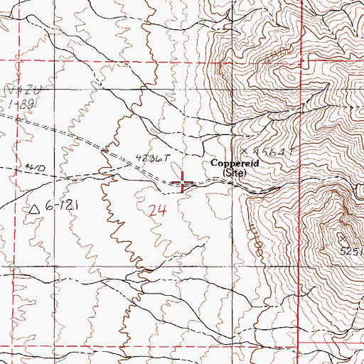 Topographic Map of Coppereid (historical), NV