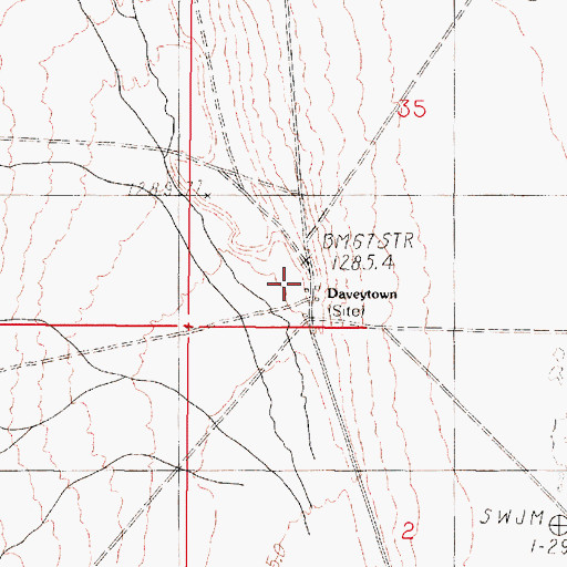 Topographic Map of Daveytown, NV