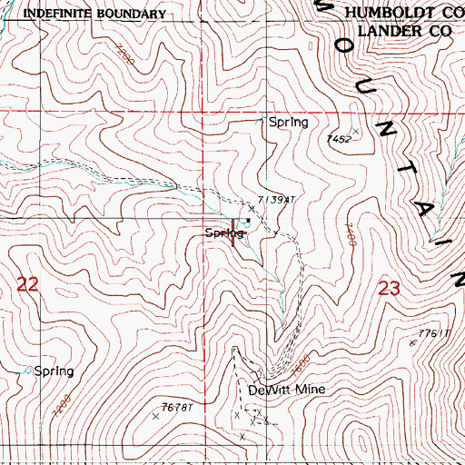 Topographic Map of Dewitt Mill, NV