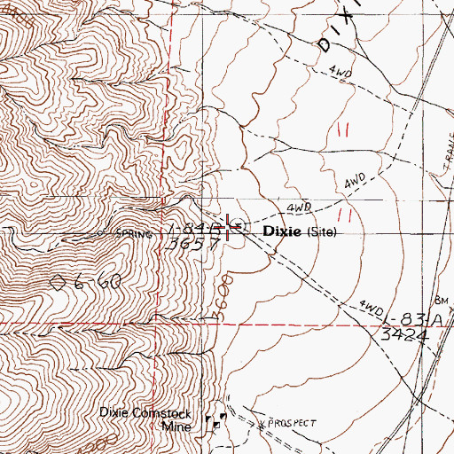 Topographic Map of Dixie, NV