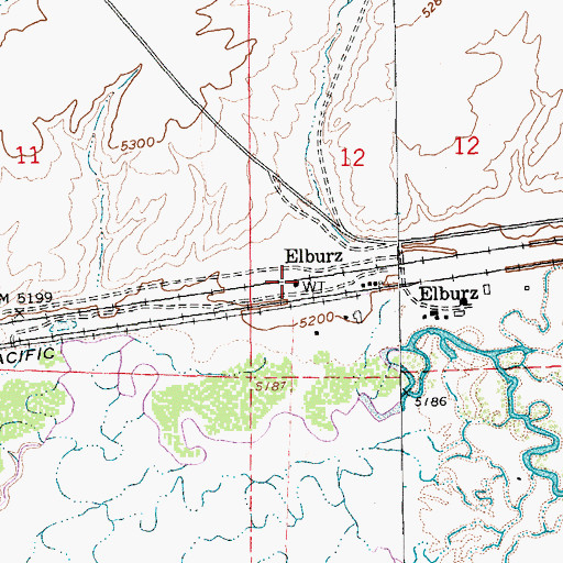 Topographic Map of Elburz, NV