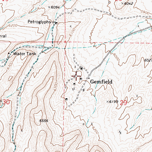 Topographic Map of Gemfield, NV