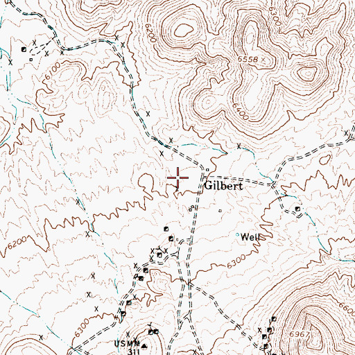 Topographic Map of Gilbert (historical), NV