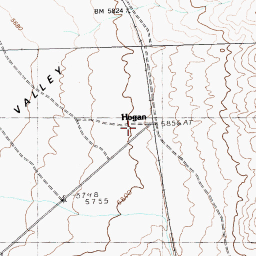 Topographic Map of Hogan, NV