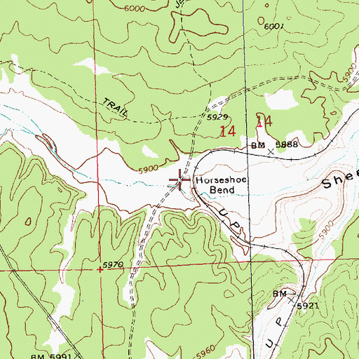 Topographic Map of Horseshoe Bend, NV