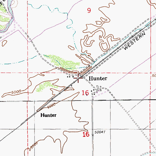 Topographic Map of Hunter, NV