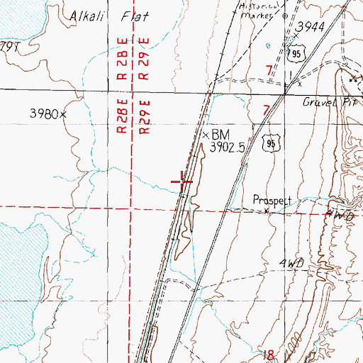 Topographic Map of Huxley, NV