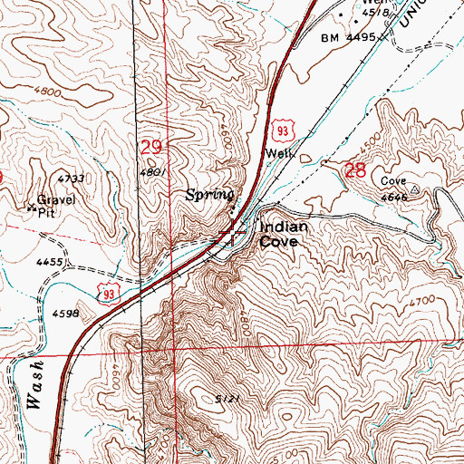 Topographic Map of Indian Cove, NV