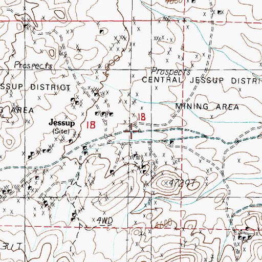 Topographic Map of Jessup, NV