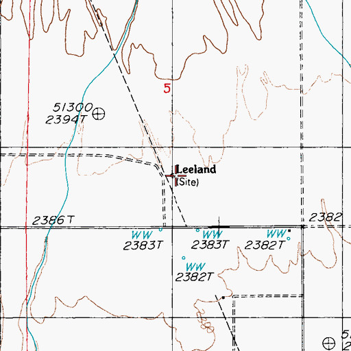 Topographic Map of Leeland (historical), NV