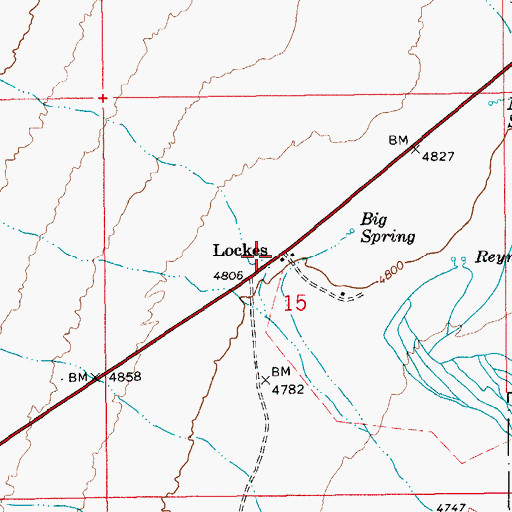 Topographic Map of Lockes, NV