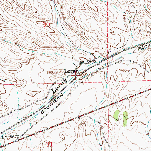 Topographic Map of Loray, NV