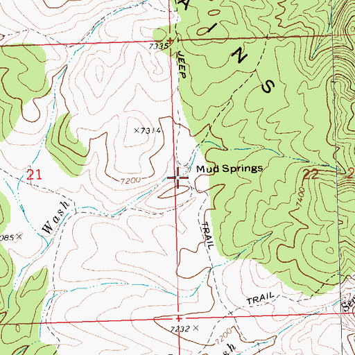 Topographic Map of Mud Springs, NV
