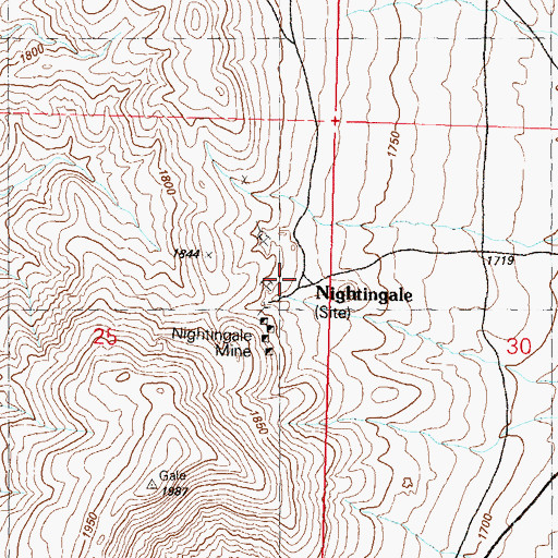 Topographic Map of Nightingale, NV