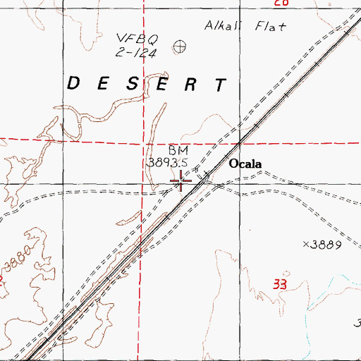 Topographic Map of Ocala, NV