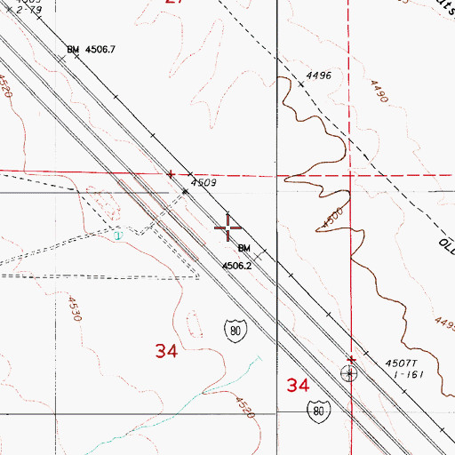 Topographic Map of Piute, NV