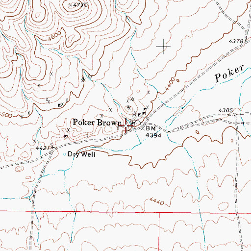 Topographic Map of Poker Brown, NV
