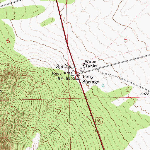 Topographic Map of Pony Springs, NV