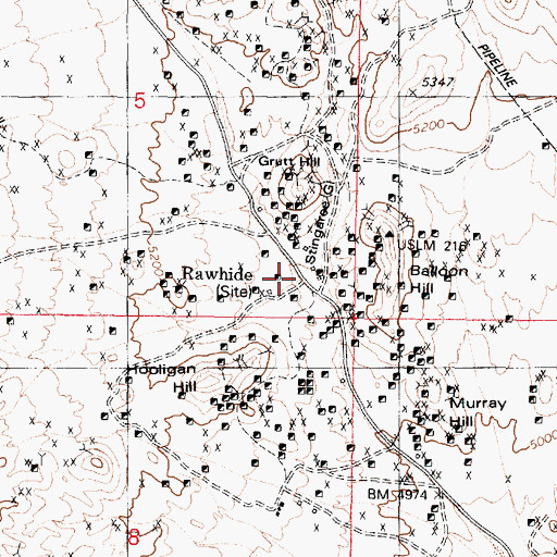 Topographic Map of Rawhide, NV