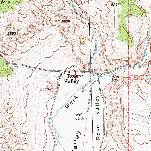 Topographic Map of Rose Valley, NV