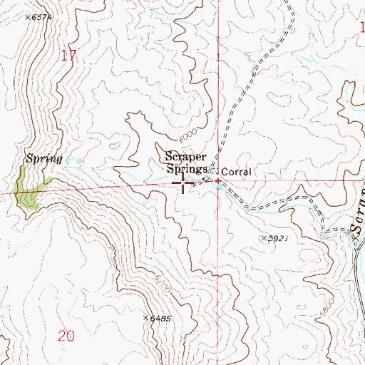 Topographic Map of Scraper Springs, NV
