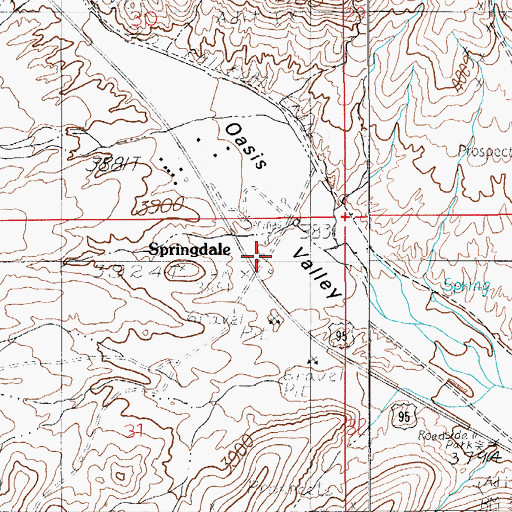 Topographic Map of Springdale, NV