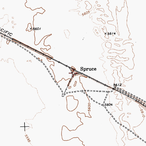 Topographic Map of Spruce, NV
