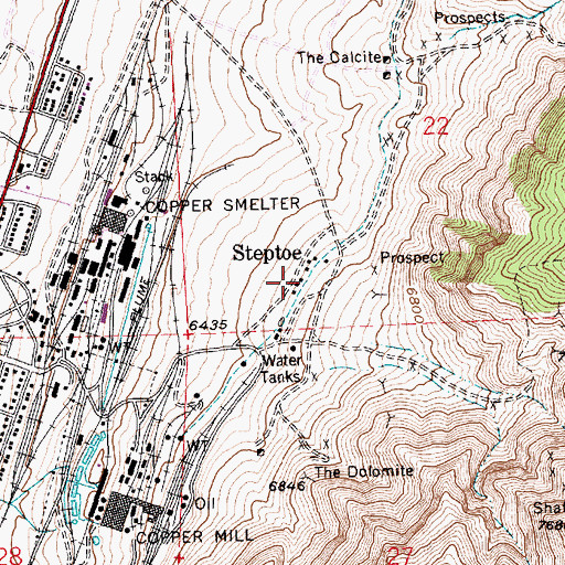 Topographic Map of Steptoe, NV