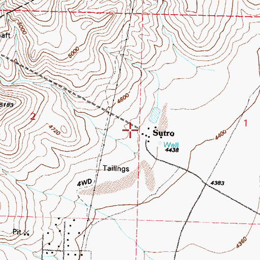 Topographic Map of Sutro, NV