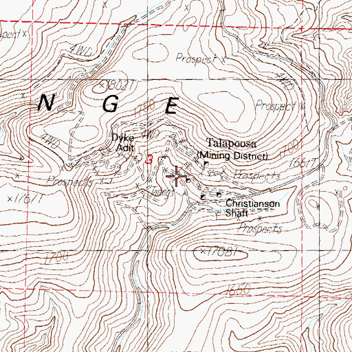 Topographic Map of Talapoosa, NV