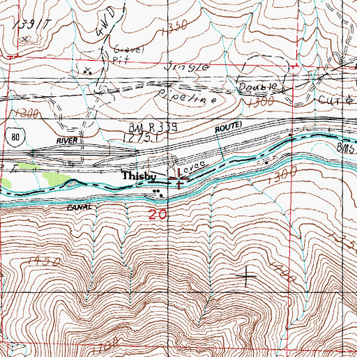 Topographic Map of Thisby, NV