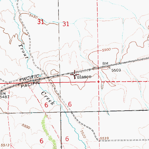 Topographic Map of Tulasco, NV