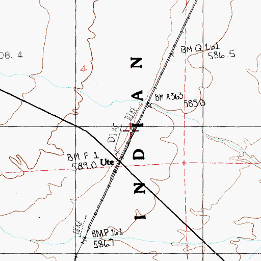Topographic Map of Ute, NV