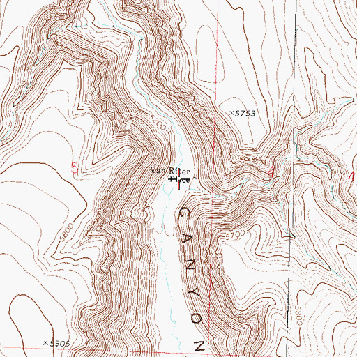 Topographic Map of Van Riper Place, NV