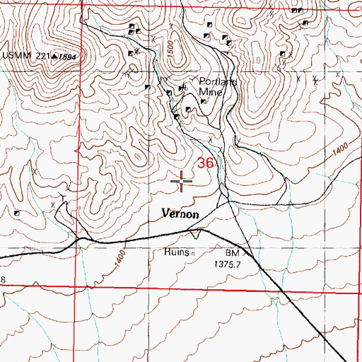 Topographic Map of Vernon (historical), NV