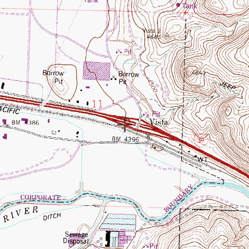 Topographic Map of Vista, NV
