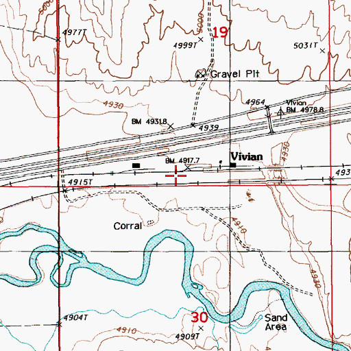 Topographic Map of Vivian, NV