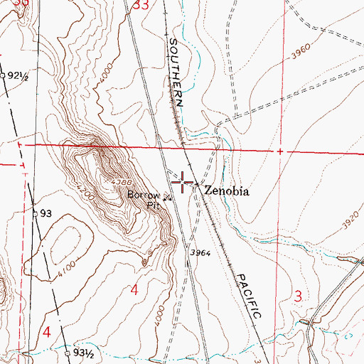 Topographic Map of Zenobia, NV