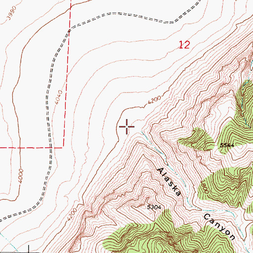 Topographic Map of Alaska Canyon, NV