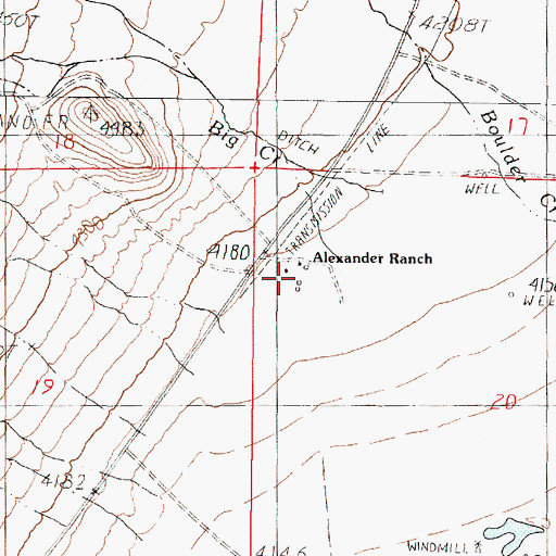 Topographic Map of Alexander Ranch, NV